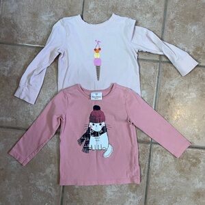 Hanna Andersson 3T icecream and winter cat long sleeve cotton shirts